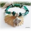 Elastisches Armband mit Metallanhänger Rochen, dehnbar,Glasperlenarmband,emerald,seegrün Bild 2