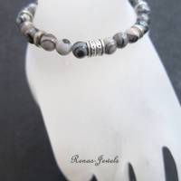 Kinderarmband Edelstein Jaspis Perlen grau marmoriert Kinder Jungen Armband Edelsteinarmband Bild 2