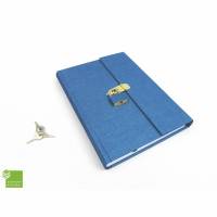 Tagebuch mit Schloss, dunkel-blau changierend, DIN a5, 150 Blatt, handmade Bild 1