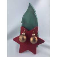 3cm, bronze braune, matte Weihnachtskugel-Ohrringe Schneeflocke * Weihnachtsohrringe * Weihnachtskugelohrringe * Christb Bild 1