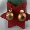 3cm, bronze braune, matte Weihnachtskugel-Ohrringe Schneeflocke * Weihnachtsohrringe * Weihnachtskugelohrringe * Christb Bild 2