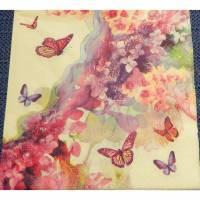 5 Servietten / Motivservietten  Blumen und Schmetterlinge pink-lila -bunt T 417 Bild 1