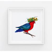 Aquarellbild Tropischer Vogel, 300 g/m2 papier, 21 x 21 cm Bild 1