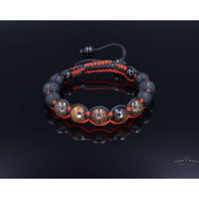 Edelsteinen Herren Armband aus Bronzit Tigerauge Onyx Lava Achat, Makramee Armband, Geschenk für Mann, 10 mm