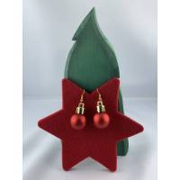 2 cm, rote, matte Weihnachtskugel-Ohrringe "X-Mas" aus Kunststoff * Weihnachtsohrringe * Weihnachtskugelohrringe Bild 1