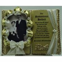 Deko-Buch creme/gold zur Diamantenen Hochzeit für Foto mit Holz-Buchständer Bild 1