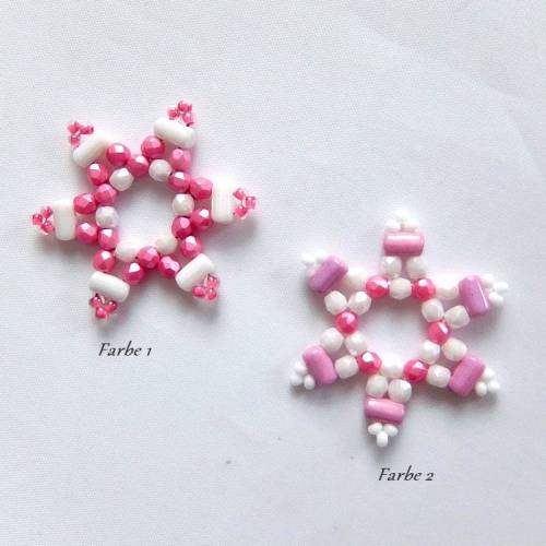 DIY Materialpaket, Glasperlen zum Fädeln kleiner Sterne - rosa weiß