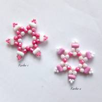 DIY Materialpaket, Glasperlen zum Fädeln kleiner Sterne - rosa weiß Bild 1