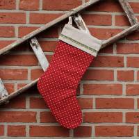 Nikolausstiefel zum Befüllen Kaminsocke Weihnachtsstrumpf  Größe für Kamin & Tür  rot Bild 1