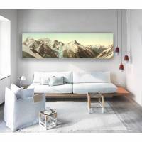 Leinwand Bild Berge Panorama Format 169x46 cm Fotogemälde Wandbild pastellfarben Vintage Bilder  Photochrom Bild 2