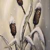 Verschneite Rohrkolben - romantisches Winterbild auf Leinwand mit Strukturpaste 30cmx70cm Bild 2