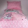 Puppenbettwäsche in rosa mit Einhorn und Sternen - Bettwäsche für  Puppenbett Bild 2