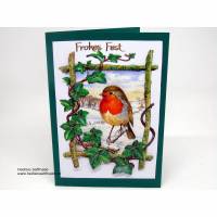 3-D-Weihnachtskarte mit #Vogel im #Efeu Bild 1