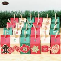 Adventskalender Mini-Milchtüten Weihnachten wiederverwendbar Rot Grün Weiß Bild 1