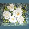 *Weiße Königin der Rosen* Aquarellbild handgemalt in ocker gelb und verschiedenen Blau- und Grüntönen 50 x 70 cm Bild 2