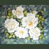 *Weiße Königin der Rosen* Aquarellbild handgemalt in ocker gelb und verschiedenen Blau- und Grüntönen 50 x 70 cm Bild 3