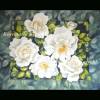 *Weiße Königin der Rosen* Aquarellbild handgemalt in ocker gelb und verschiedenen Blau- und Grüntönen 50 x 70 cm Bild 4