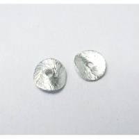 2 Stuck Scheibe 6 mm gebürstet aus Silber 925 Schmuckperle, Zwischenteil Metallperle Bild 1