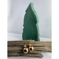2 cm, glänzende, goldfarben Weihnachtskugel-Ohrringe "X-Mas" aus Glas * Weihnachtsohrringe * Weihnachtskugelohrr Bild 1