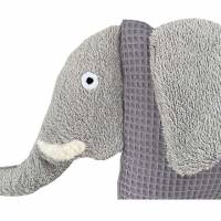 Kuscheltier Kissen "Elefant" aus Waffelpique, mit Namen personalisiert,  Geschenk zu Geburt, Taufe,  Geburtstag, Bild 3