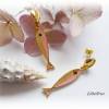 1 Paar Ohrstecker Cowrie Muschel mit Titanstift - Fisch,Ohrringe,Ohrhänger,maritim,modern,trendy,rosa,goldfarben Bild 3