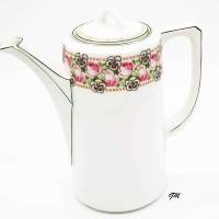 Vintage, Kaffeekanne Rarität um 1900 sehr gut erhalten, Porzellan Kaffeekanne mit Blumenmuster, Handarbeit Bild 1