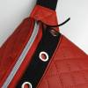 Rockige Bauchtasche aus rotem Stepp-Kunstleder mit Oesenband Bild 3