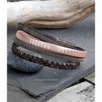 Leder-Armband Graubraun-Rosé Bild 2