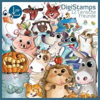 DigiStamps Tierische Freunde, Digi-Stamps, Digitaler Stempel, ein Zoo voller Tiere, Fuchs, Katze, Igel, Esel Bild 1