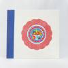 Japanbindung, Orangenpapier, rot blau weiß, 100 g/m² Recycling-Papier, 21 x 22,5 cm, handgefertigt Bild 2