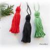 3 Quasten aus Baumwollgarn handgefertigt - Weihnachten,Troddel,Baumwollquaste,schwarz,rot,grün Bild 2