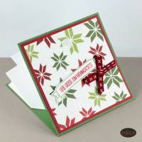 Weihnachtskarte mit Innentext - Explosionskarte - Fächerkarte - grün rot Bild 1