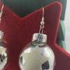 3cm silberfarb. glänzende Weihnachtskugel-Ohrringe Stern * Star * Weihnachtsohrringe * Weihnachtskugelohrringe * Christb Bild 3