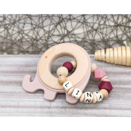 Greifling mit Namen Mädchen Elefant Weinrot