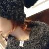 dunkelgrau/schwarzer Schlauchschal mit passender Mütze mit Echtfellbommel Bild 7