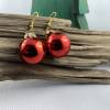 2 cm, glänzende, rote Weihnachtskugel-Ohrringe "X-Mas" aus Glas * Weihnachtsohrringe * Weihnachtskugelohrringe * Bild 6