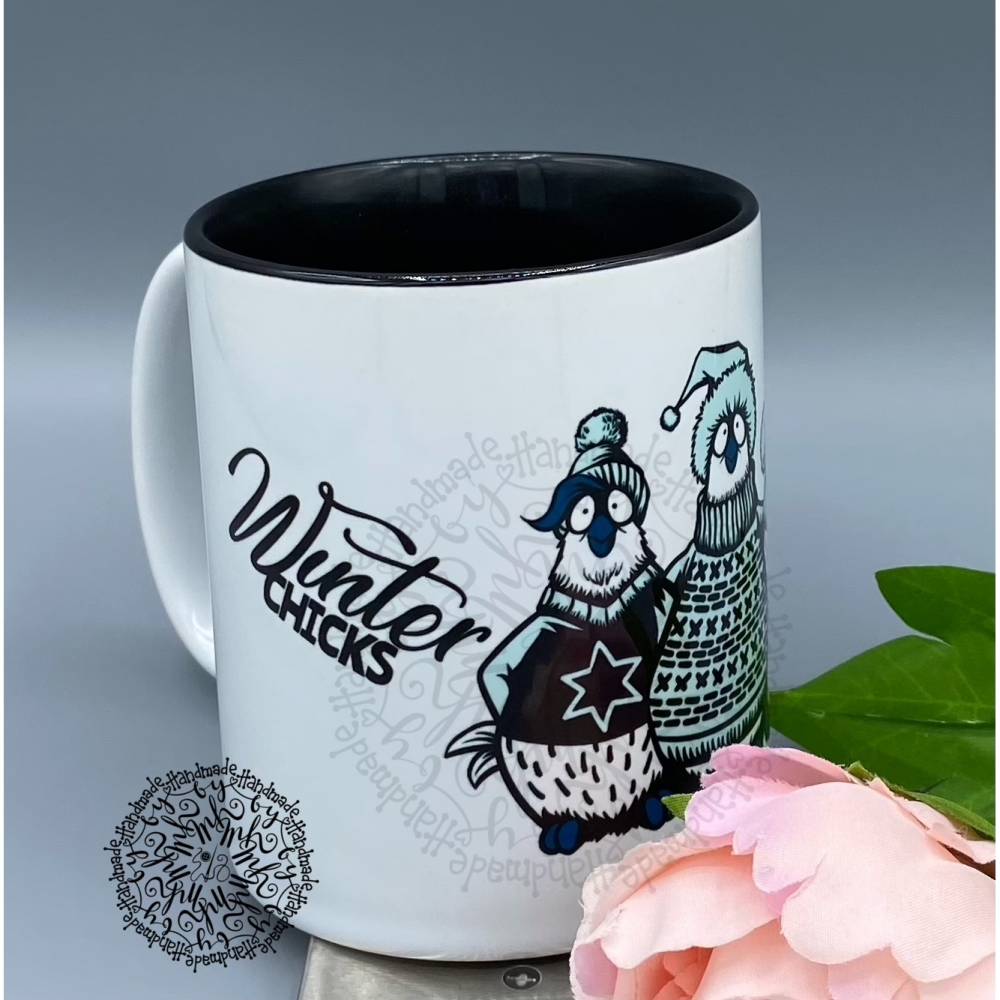 Kaffee-Tasse/Büro-Tasse  "Winter Chicks" Design Thorsten Berger Illustration; Tasse mit Hühnern Bild 1