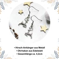 Weihnachtliche Ohrringe Hirsch • Ohrhänger | Ohrschmuck | Weihnachten Bild 3