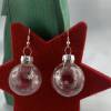 3cm klare Weihnachtskugel-Ohrringe mit silberfarbenen Sternen * Weihnachtsohrringe * Weihnachtskugelohrringe* Christbaum Bild 2