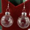 3cm klare Weihnachtskugel-Ohrringe mit silberfarbenen Sternen * Weihnachtsohrringe * Weihnachtskugelohrringe* Christbaum Bild 3