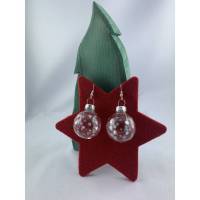 3cm klare Weihnachtskugel-Ohrringe mit silberfarbenen Punkten * Weihnachtsohrringe * Weihnachtskugelohrringe* Christbaum Bild 1