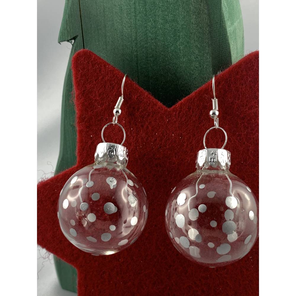 ★ christbaum kugel weihnachts ohrringe herzen cranberry s925 haken  3 cm 