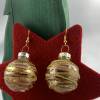 3cm klare Weihnachtskugel-Ohrringe mit goldfarb. Streifen + Glitzer * Weihnachtsohrringe * Weihnachtskugelohrringe* Chri Bild 2