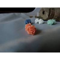 APRICOT -Vintage Ohrring "Rose" Blumen Ohrstecker * Blumenohrstecker Rose * Rosenstecker * Rosenohrstecker * Blu Bild 1