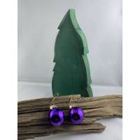 2,5 cm, lila, glänzend Weihnachtskugel-Ohrringe "X-Mas" aus Glas * Weihnachtsohrringe * Weihnachtskugelohrringe Bild 1
