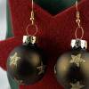 3cm moosgrüne, matte Weihnachtskugel-Ohrringe * goldf. Sterne * Weihnachtsohrringe * Weihnachtskugelohrringe* Christbaum Bild 3