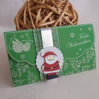 Karte/ Umschlag/ Verpackung für Geldgeschenk/ Gutschein, grün Frohe Weihnachten Bild 1