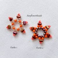 DIY Materialpaket, Glasperlen zum Fädeln kleiner Sterne - orange braun topas Bild 1