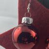 3cm, rote, glänzende Weihnachtskugel-Ohrringe "X-Mas" * Weihnachtsohrringe * Weihnachtskugelohrringe * Christbau Bild 2