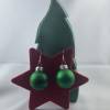 3cm grüne, matte Weihnachtskugel-Ohrringe mit Glitzerstreifen * Weihnachtsohrringe * Weihnachtskugelohrringe * Christbau Bild 2